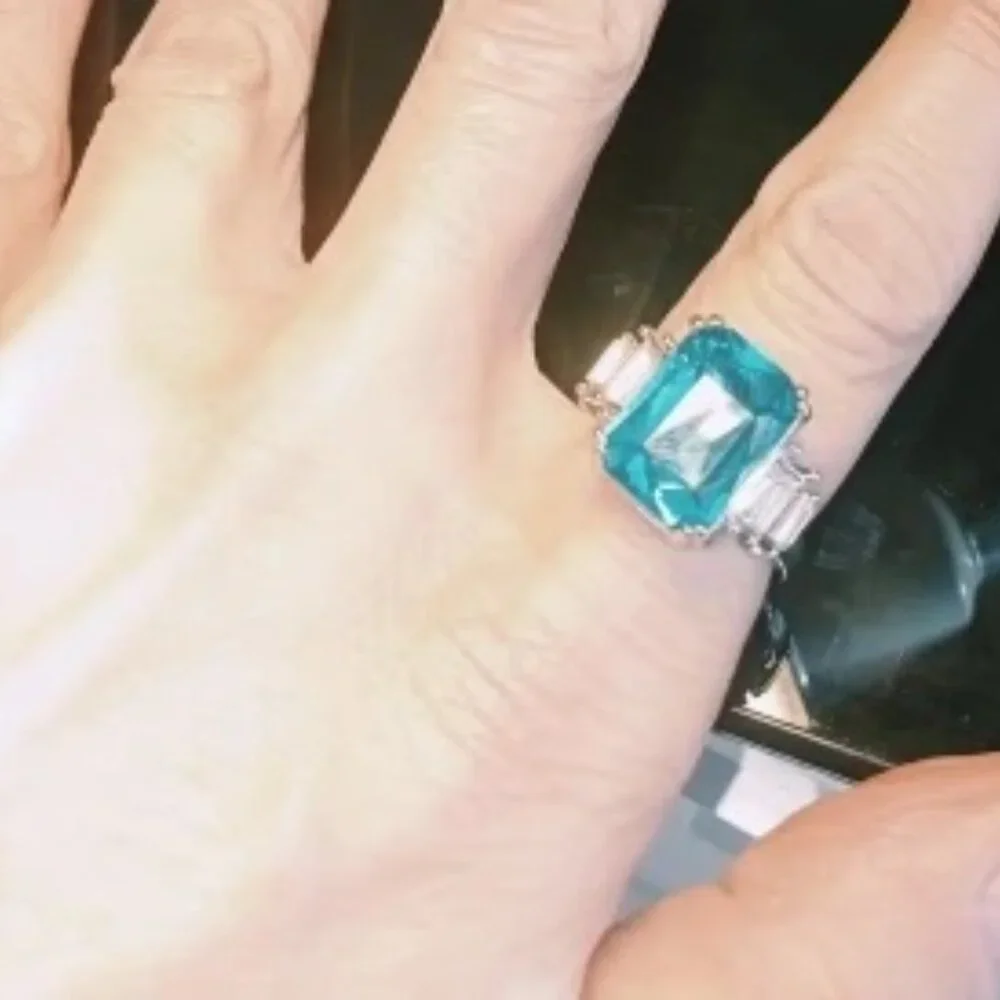 NWOT - Moissanite Aquamarine Gorgeous Rings for Women - Size 9 1/2 - Picture 10 of 10